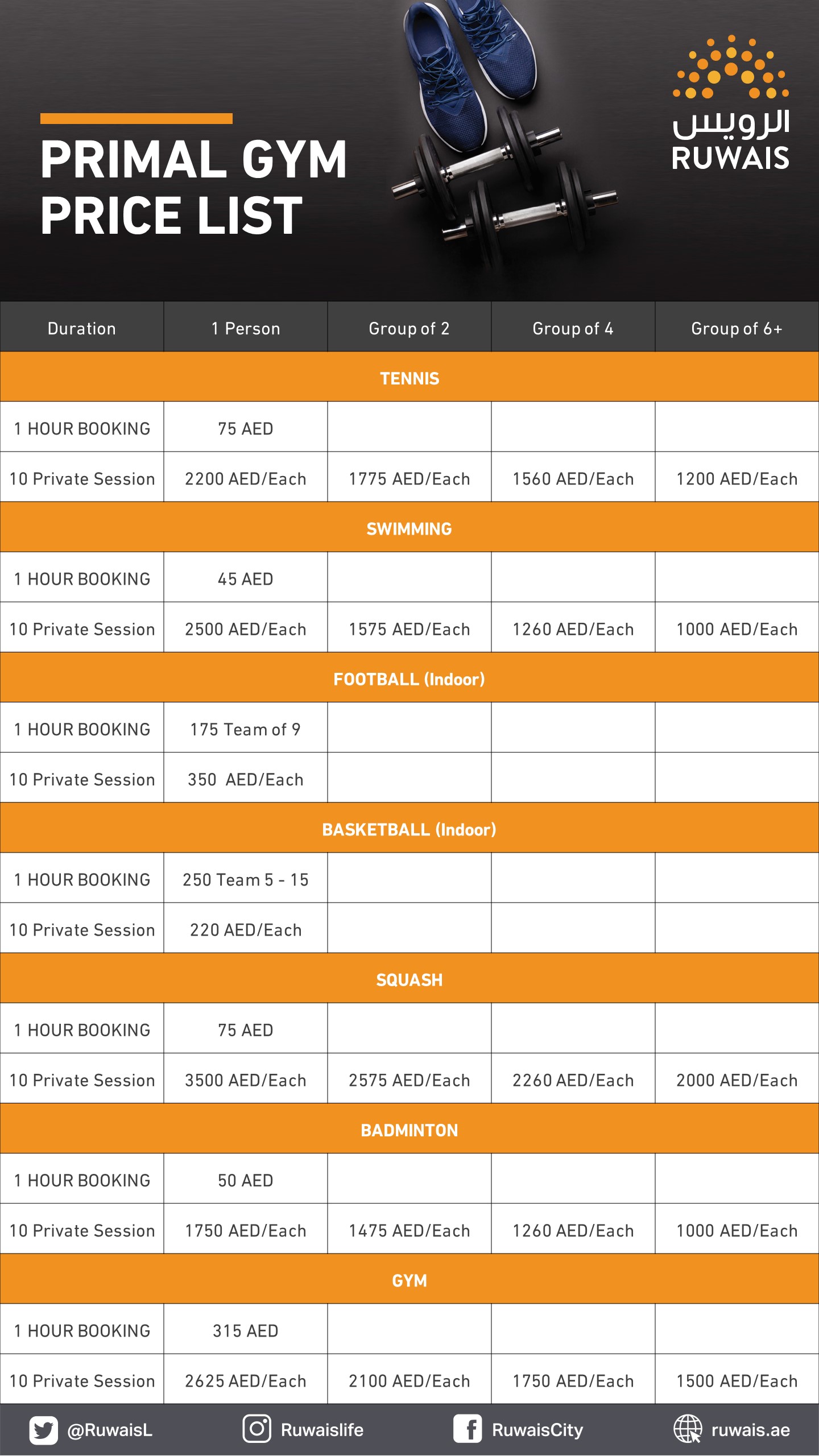 Primal Gym Al Ruwais Facility Pricing Al Dhannah